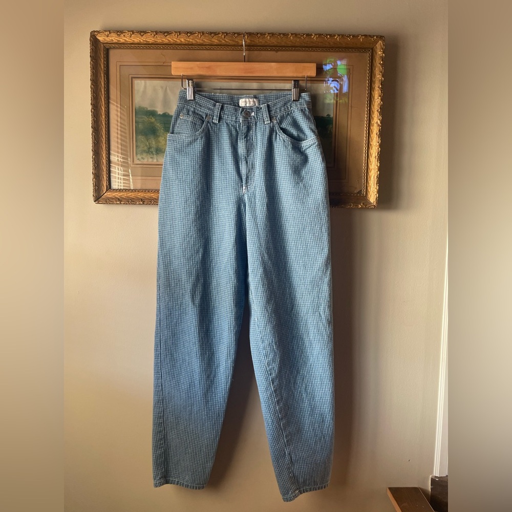 Vintage Windowpane Plaid Mom Jeans